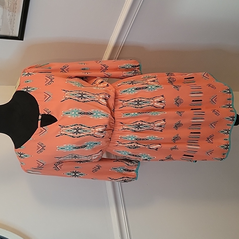 Pink Owl Boutique Printed Dress‎ Pink/Orange Womens Size Medium NWT